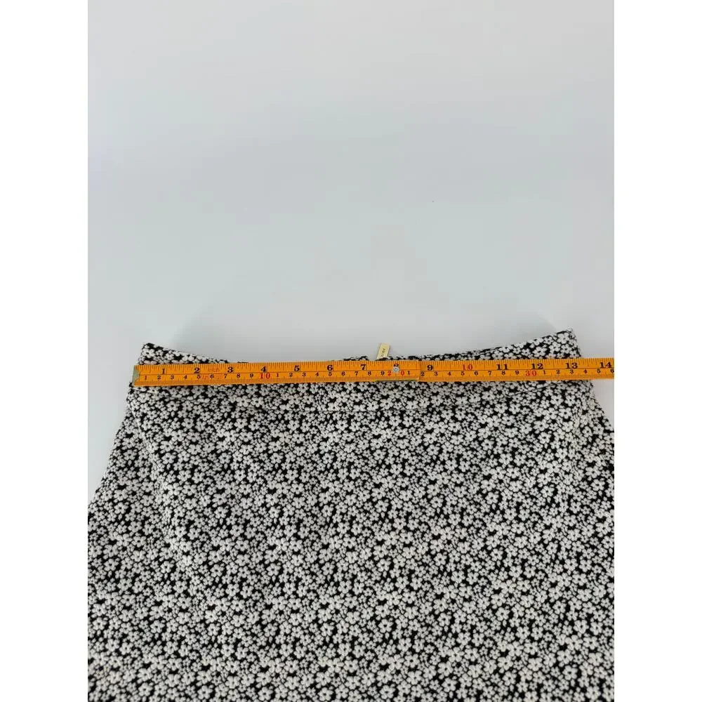 Michael Kors Black White Floral Mini Skirt Women’s Size S Fit Flare Back Zip